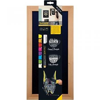 Pizarra de Pared Woody Teak 20x40 cm con Marcador de Tiza Incluido - Securit