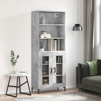 Aparador alto de madera contrachapada gris hormigón 69,5x34x180 cm vidaXL