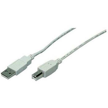 LogiLink CU0007 USB 2.0 Cable, USB-A Male to USB-B Male, 1.8m Length, Grey