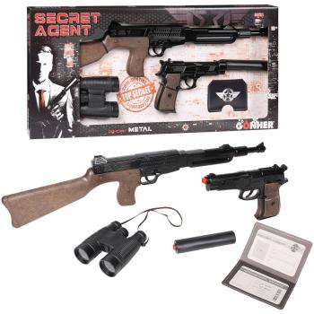 Set Agente Secreto Gonher con Pistola de 8 Disparos y Accesorios, Dimensiones: 63.5x30x4.5 cm