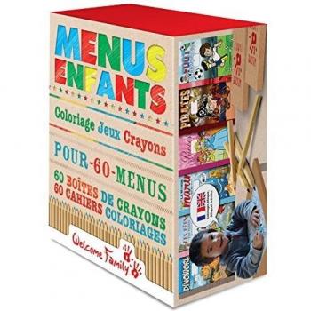 Kit para colorear welcome family con 60 cuadernos para colorear y 60 cajas de 4 lapices de colores surtidos
