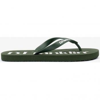 Sandalias Flip Flop Khaki de D.Franklin - Chanclas deportivas planas cómodas para hombre en color verde con logo blanco