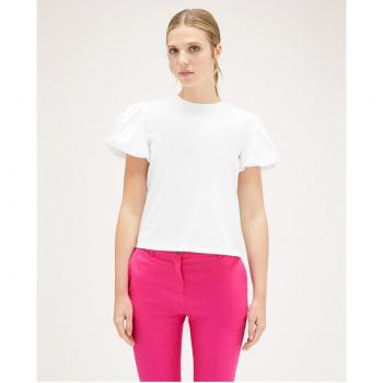 Camiseta de mujer con mangas globo y escote redondo