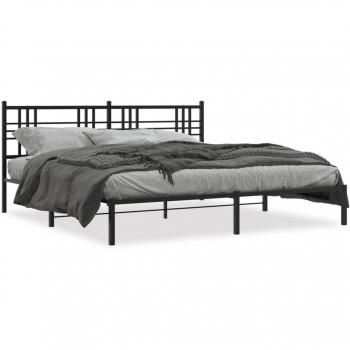 Estructura de cama con cabecero de metal negro 180x200 cm