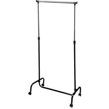 M Home EVE72 Perchero Metálico con Ruedas, Metal, Gris, 79 x 38 x 118-180 cm