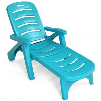 5-Position Adjustable Folding Lounger Chaise Chair on Wheels