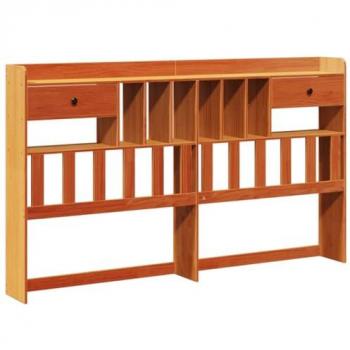 Cabecero de cama almacenaje madera maciza pino marrón 180 cm