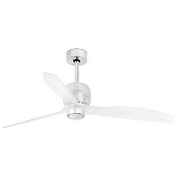 Ventilador de Techo con Luz Wifi DC Cromo Decofan 1280mm Faro Barcelona 33394DWP-9, motor inteligente de corriente continua, control remoto incluido, temperatura de color 3000K