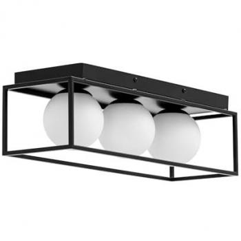 Plafón LED de techo con 3 esferas de cristal y armazón de hierro, 30 W, para salón y dormitorio