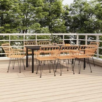 Set de Comedor de Jardín 9 Piezas en Polirratán