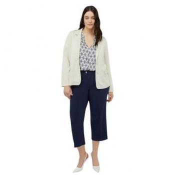 Pantalones Cropped de Mujer Fiorella Rubino con Raya Planchada y Cremallera delantera