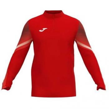 Sudadera de running Joma Elite XI mujer rojo y blanco con media cremallera, talla XS