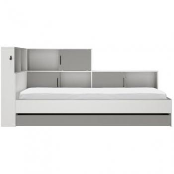 Cama con almacenaje 90 x 200 cm - blanco y gris