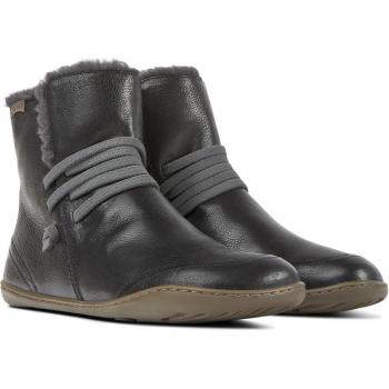 Camper Peu Cami Women's Ankle Boots - Authentic Calfskin Leather, Fur Lined, Black