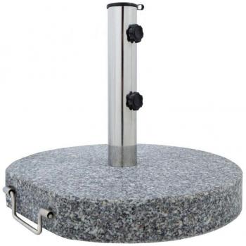Soporte de Sombrilla Redondo Anaterra - Granito y Acero Inoxidable, 30 kg, para Jardín, Portátil, Duradera, Segura, con Asas y Ruedas