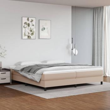 Estructura de cama box spring de cuero sintético capuchino 200x200 cm