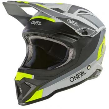 O'Neal Casco de Motocross 1SRS Stream V.24 Negro-Amarillo Neón, Carcasa ABS, Forro Confort, Aberturas para una óptima Ventilación y Refrigeración, T