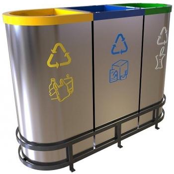 Urbaniere Malmo A - Set de cubos de reciclaje superventas en acero inoxidable, color amarillo,  azul y  verde