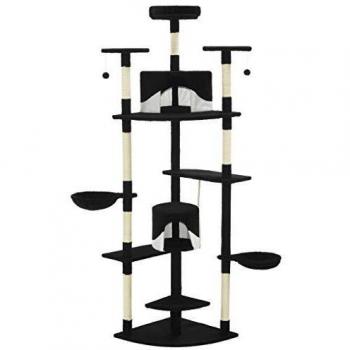 vidaXL Rascador para Gatos con Poste de Sisal 203cm Negro y Blanco Mascotas