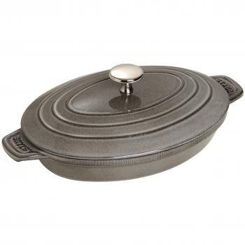 STAUB Fuente Ovalada con Tapa, Hierro Fundido, Gris Grafito, 23 cm