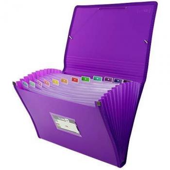 Grafoplás 2963235. Carpeta Clasificadora con Fuelle, 13 Posiciones, Tamaño Folio, Polipropileno, Color Morado, Like