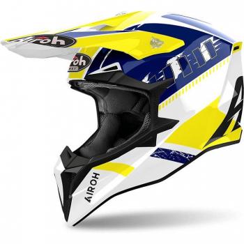 Airoh Casco de Cross Wraap Feel Amarillo-Azul Brillante