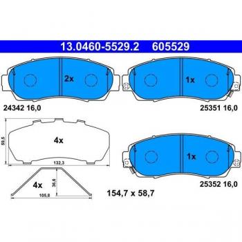 Juego de pastillas de freno ATE 13.0460-5529.2 con avisador acústico de desgaste y chapa antichirridos, para HONDA CR V 5, Delantero