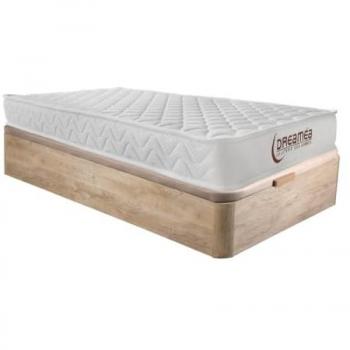 Conjunto de cama 90 x 190 cm con canapé abatible de madera natural clara + colchón viscoelástico de 15 cm - PELOPS de DREAMEA