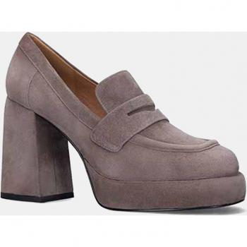 Mocasines Natali de mujer en ante con plataforma y tacón bloque Bibi Lou
