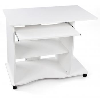 Songmics MDF Compactos Mesa de Ordenador con Portateclado 4 Ruedas Moderna Escritorio de la Computadora Escritorio para Hogar o Oficina 90 x 50 x 75 cm, Blanco, LCD751W