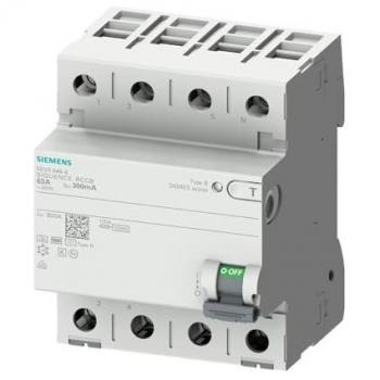 Interruptor diferencial Siemens 5SV3342-4, RCCB, 25A, 4 Polos, 30mA Sentron, Tipo B, con retardo breve, Entrada: 25 A, 30 mA,