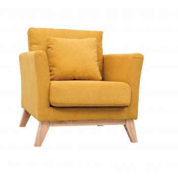 Sillón nórdico desenfundable efecto terciopelo mostaza Oslo
