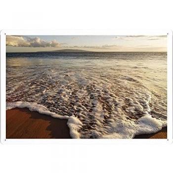 Metal cartel Cartel de chapa Hojalata sesión Foam Sea Wave Sand Coast Heat 30254 Retro Vintage Pared Decoración by hamgaacaan