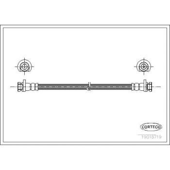 Latiguillo de freno CORTECO 19018719 - Longitud: 660 mm, Material: goma, Conectores: metálicos en ambos extremos, Presión máxima: 10 bar, Aplicación: sistemas de frenos