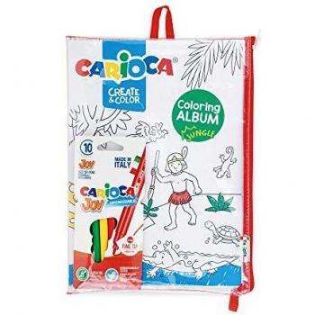 Carioca Album Jungle Sea - 42984 - Set Álbum para Colorear con Estuche y 10 Rotuladores Joy Punta Fina, Fantasía Jungla y Mar