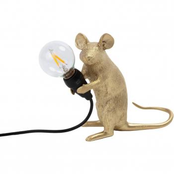 Lámpara de mesa LED Ratón SELETTI sentada oro con USB