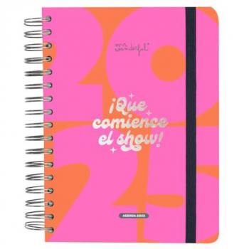 Agenda Anual 2025 Diaria Mr. Wonderful - ¡Que Comience el Show! - Incluye 8 Hojas de Pegatinas y Bloc de Notas Adhesivas con Formas - Dimensiones: 22x17x3