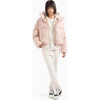Armani Exchange - Pantalón de mujer con logo en brillos en tejido scuba modal, color blanco