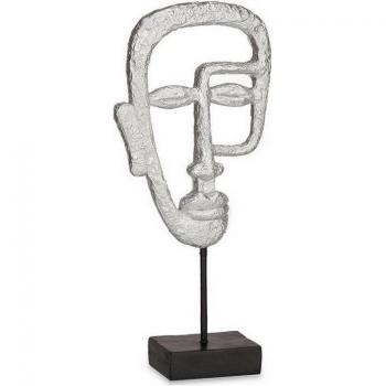 Figura Decorativa Cara Plateado Poliresina 19,5 x 38 x 10,5 cm