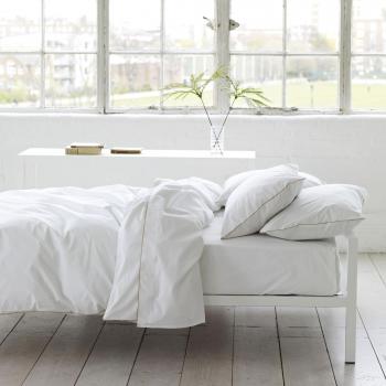 Designer Guild-Sábana encimera, color dorado, percal de algodón, blanco, 270 x 300 cm