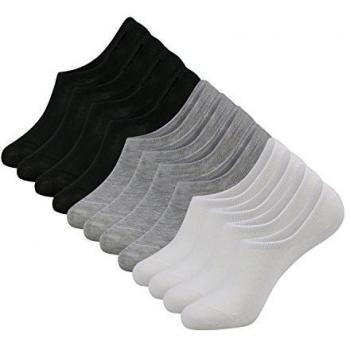 Caudblor 12 Pares Calcetines Invisibles de hombre Mujer antideslizantes Algodón Cortos Calcetines 38-42, Mujer-Hombre
