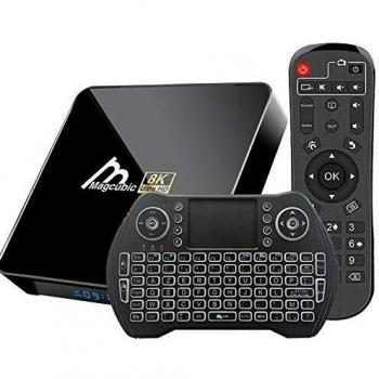 Android TV Box 10, 4GB 64GB TV Box Compatible con 8K 4K 3D, Amlogic s905x3 Dual-WiFi 2.4g / 5g Smart TV Box Mini Teclado de Voz