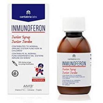 Inmunoferon Junior Jarabe - Complemento Alimenticio, Refuerza el Sistema Inmunológico, Ayuda a las Defensas, Sin Gluten, Sin Lactosa ni Proteína de Leche de Vaca, 150ml