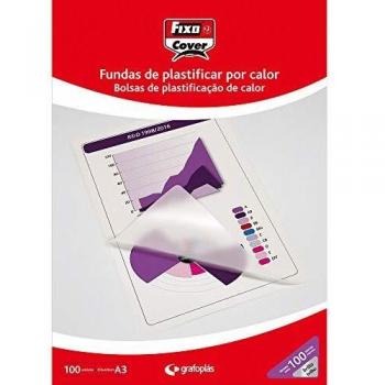 Fixo 1023000 - Caja de 100 fundas para plastificar A3, transparente, 303 x 426 mm