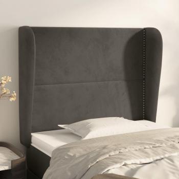 Cabecero con orejas de terciopelo gris oscuro 93x23x118/128 cm vidaXL
