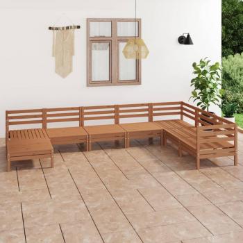 Juego de muebles de jardín 8 piezas madera maciza pino marrón miel