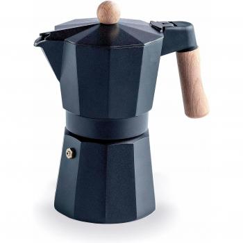 Cafetera express Lacor Trento negra 9 tazas, de aluminio, apta para todo tipo de fuegos incluyendo inducción