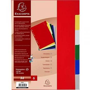 Exacompta 3006E – Un paquete de 6 separadores de polipropileno flexible 120 micras A4, colores variados