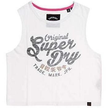 Superdry Reverse Entry Tan Camiseta de Tirantes Anchos, Bianco