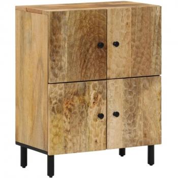 Armario auxiliar de madera maciza de mango 60x33x75 cm, mueble de almacenaje para salón, buffet marrón